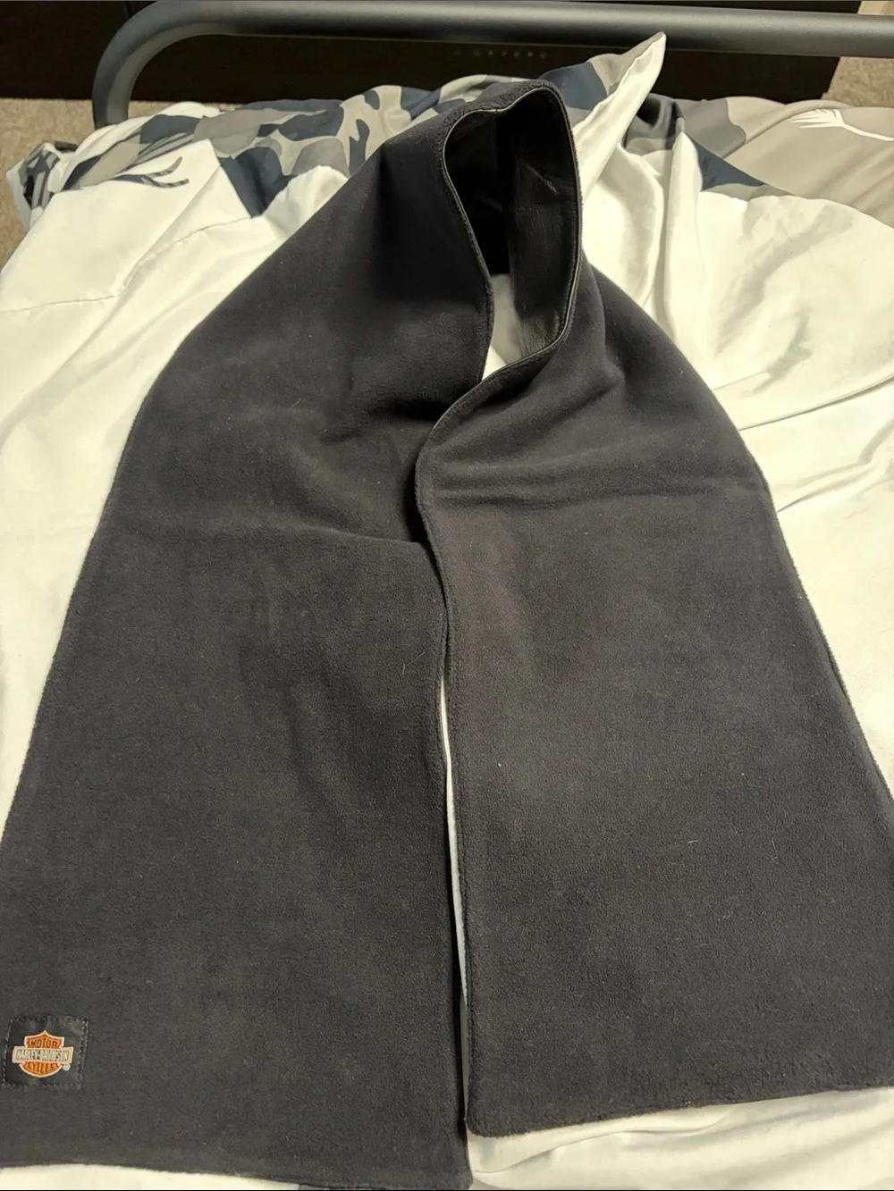 Harley Davidson Black Leather Scarf with Embossed Crest